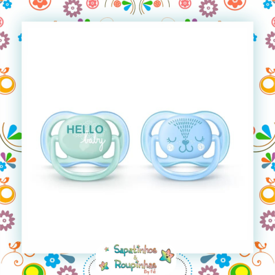 Philips Avent - Chupetas Ultra Air - Decorada Azul e Verde - 0 a 6 Meses
