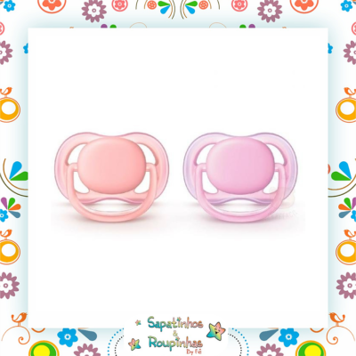 Philips Avent - Chupetas Ultra Air 0-6m Lisa Laranja e Rosa