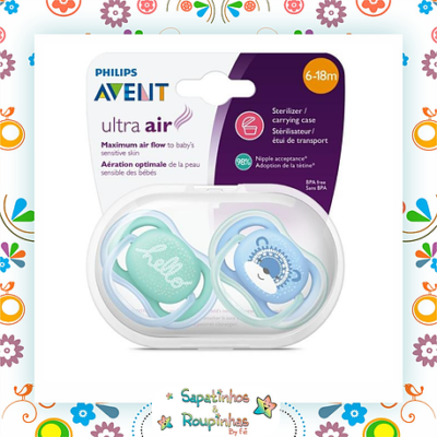 Philips Avent - Chupetas Ultra Air 6-18m Decorada Azul E Verde