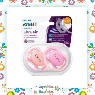 Philips Avent - Chupetas Ultra Air Rosa (Dupla) 6-18M Com Gravação A Laser