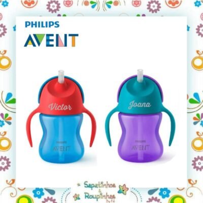 Philips Avent - Copo com Canudo - Dinossauro 200Ml com Gravação a laser