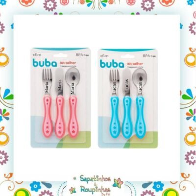 Buba - Kit Talheres de Inox - 3 Peças - Estrelinha Com Gravação A Laser