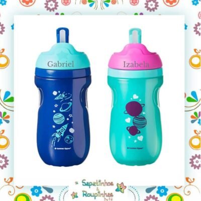 Tommee Tippee - Copo Insulado Straw Cup 12m+ Com Gravação A Laser