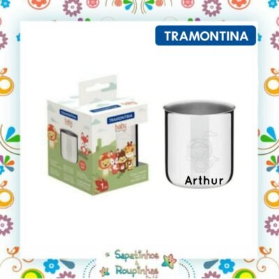 Tramontina - Copo Infantil Baby Friends em Aço Inox personalizado 340 ml