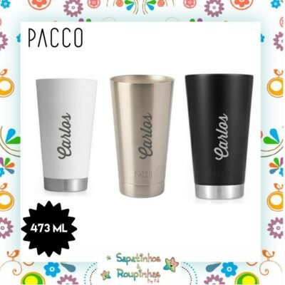 PACCO – Beer Cup Copo Térmico Com Abridor De Garrafa Com Gravação A Laser 473ml