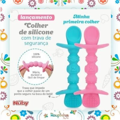 Nûby - Colher De Silicone Com Trava Limitador Segurança