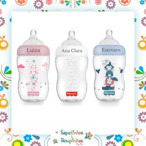 Fisher Price - Mamadeira 330ml Bico Anticólica Fluxo Rápido First Moment Com Gravação A Laser