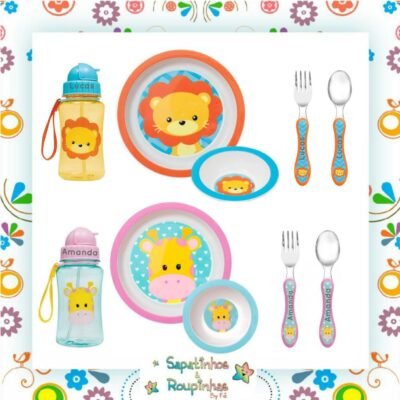 Buba - Kit Refeição Animal Fun com Gravação A Laser