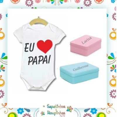 Estilinho - Body Branco Eu Amo O Papai Com Embalegem Com Gravação A Laser