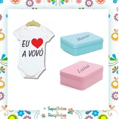 Estilinho - Body Branco Eu Amo O Vovô Com Embalegem Com Gravação A Laser