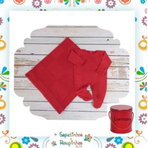 Baby Gold - Saída Maternidade em Tricot 2 Peças Com Embalagem Em Metal Personalizada - Imagem 8