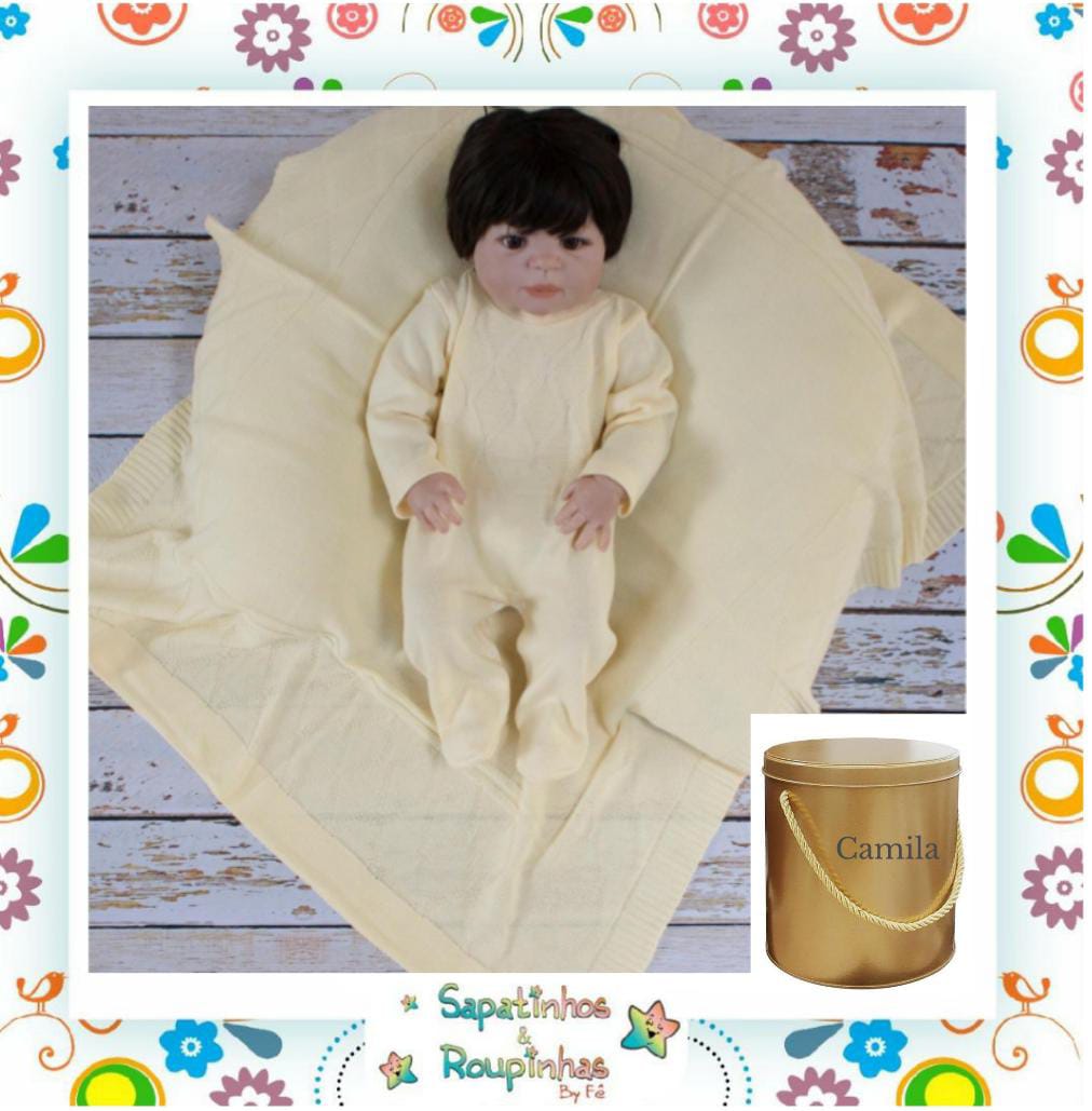 Baby Gold - Saída Maternidade em Tricot 2 Peças Com Embalagem Em Metal  Personalizada - Sapatinhos & Roupinhas By Fê