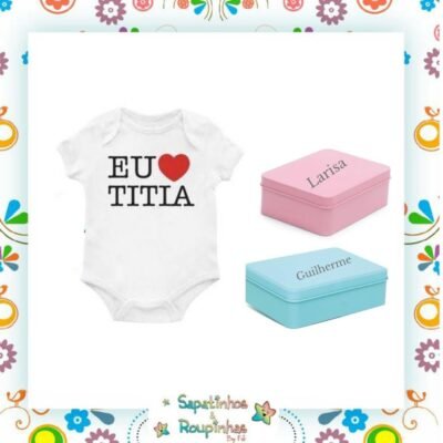 Estilinho - Body Branco Eu Amo A Titia Com Embalegem Com Gravação A Laser