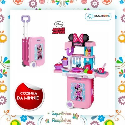 Disney Minnie Mouse - Cozinha Infantil e Maleta Minnie 3 em 1 Multikids