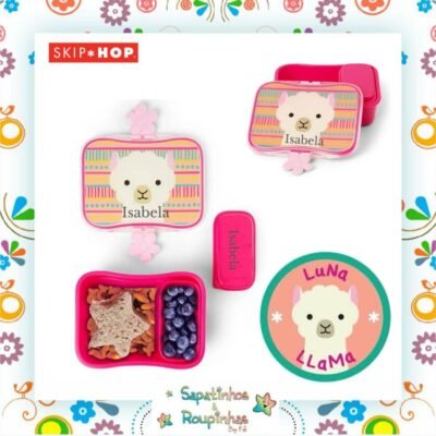 Skip Hop - Kit Lanche Zoo Lhama Com Gravação A Laser