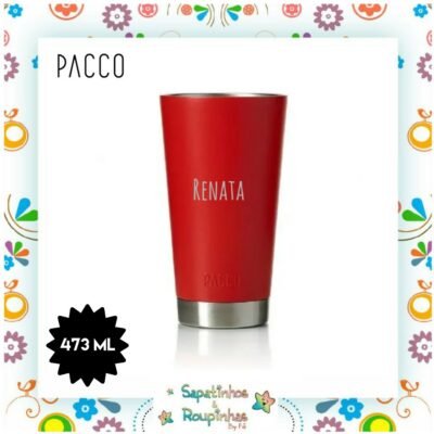 PACCO - COPO TÉRMICO DRINK EM AÇO INOX 473 ML - VERMELHO COM GRAVAÇÃO A LASER