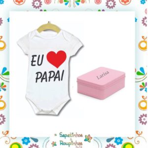 Estilinho - Body Branco Eu Amo O Papai Com Embalegem Com Gravação A Laser - Imagem 3