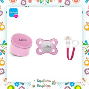 MAM - Kit 3 Peças Prendedor + Chupeta + Embalagem De Metal Com Gravação A Laser - Imagem 7