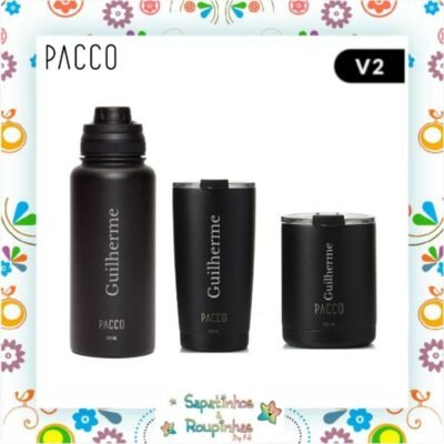 Pacco - Kit 3 produtos na Cor Preta Com Gravação A Laser