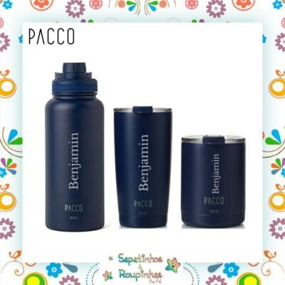 Pacco - Kit 3 produtos na Cor Azul Marinho Com Gravação A Laser