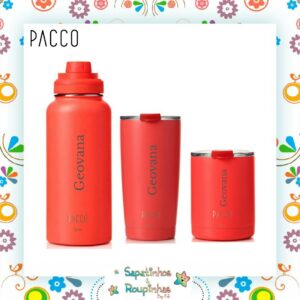 Pacco - Kit 3 produtos na Cor Laranja Com Gravação A Laser - Imagem 1