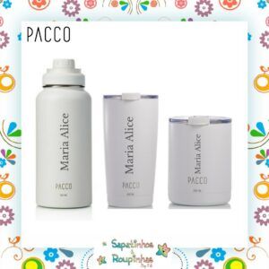 Pacco - Kit 3 produtos na Cor Branca Com Gravação A Laser - Imagem 1
