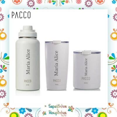 Pacco - Kit 3 produtos na Cor Branca Com Gravação A Laser