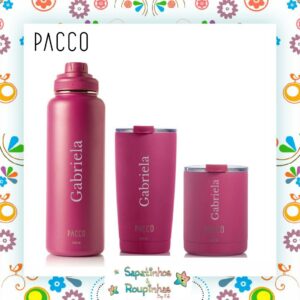 Pacco  - Kit 3 produtos na Cor Fucsia Com Gravação A Laser - Imagem 1