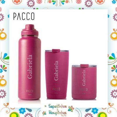 Pacco  - Kit 3 produtos na Cor Fucsia Com Gravação A Laser