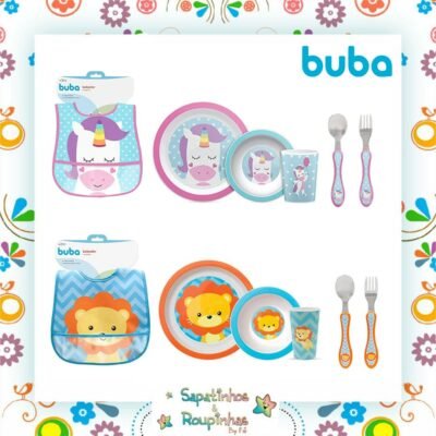 Buba - Kit Refeição Animal Fun Com Gravação A Laser (6 Peças)