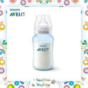 Philips Avent - Mamadeira Anti-Cólica 330ml Azul + Bico 6m+ Com Gravação A Laser - Imagem 4