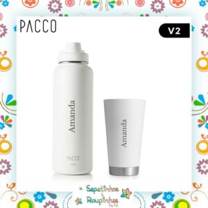 Pacco - Kit 2 Produtos Na Cor Branca Com Gravação A Laser