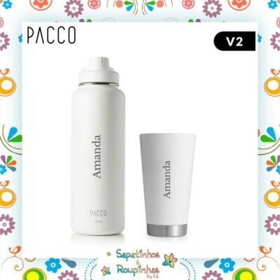 Pacco - Kit 2 Produtos Na Cor Branca Com Gravação A Laser