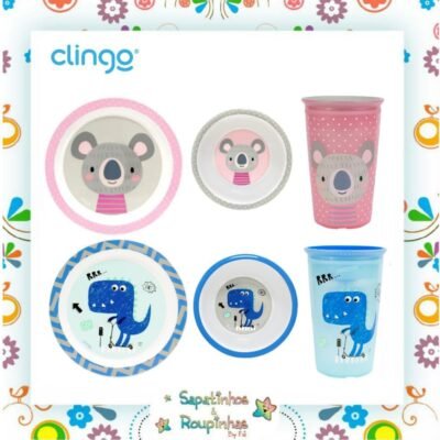 Clingo - Kit prato + bowl + copo mágico 360°
