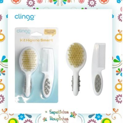 CLINGO - Kit pente e escova  smart com cerdas naturais