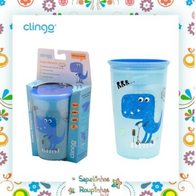CLINGO - Copo  mágico 360º Dino azul