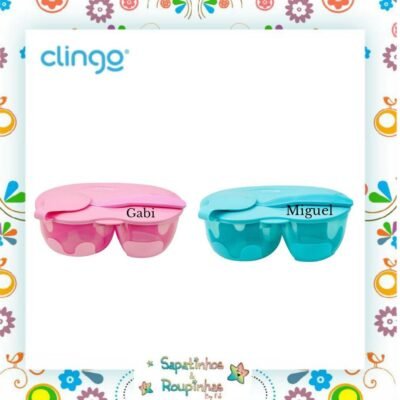 Clingo - Bowl com divisória e colher com gravação a laser 