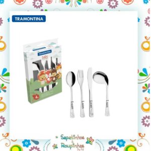 Tramontina - Kit prato + talheres baby friends com gravação a laser - Imagem 4