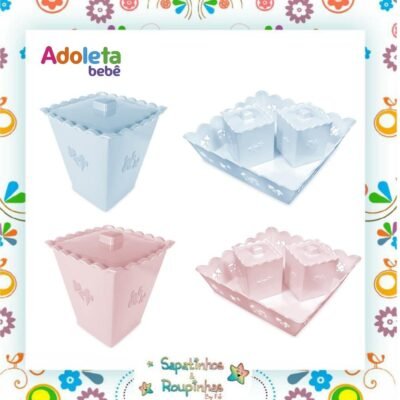 Adoleta Bebê - Kit Lixeira Decorativa + Kit Higiene 3 Peças