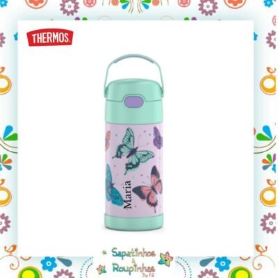 Thermos - Garrafa Térmica Funtainer de Borboletas. Com Gravação A Laser