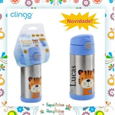 Clingo Garrafa térmica tigre com gravação a laser