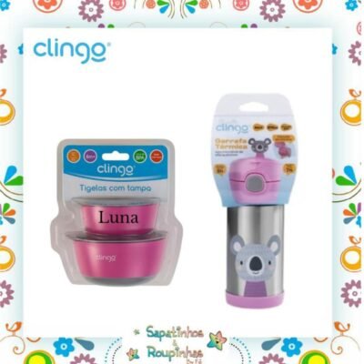 Clingo - Garrafa Térmica coala + Kit Tigelas com gravação a laser