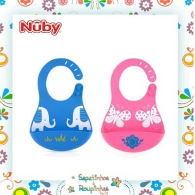Nuby - Babador de Silicone com Porta Migalhas e Fecho Ajustável