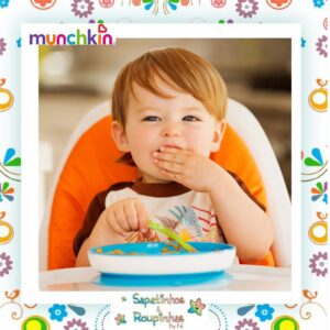 Munchkin - Kit Prato de treinamento com ventosa + Jogo Americano Infantil + Talheres infantis + Tijela Bowls + Copo com tampa removível com gravação a laser - Imagem 11