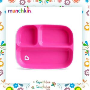 Munchkin - Kit conjunto de pratos com divisórias + Copo 360 changing rosa com gravação a laser - Imagem 8