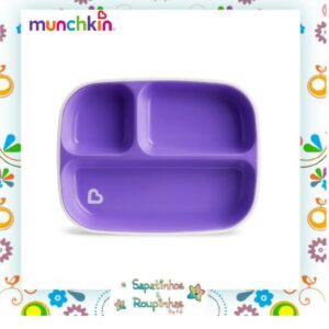 Munchkin - Kit conjunto de pratos com divisórias + Copo 360 changing rosa com gravação a laser - Imagem 9