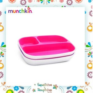 Munchkin - Kit conjunto de pratos com divisórias + Copo 360 changing rosa com gravação a laser - Imagem 10