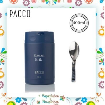 PACCO- Pote Térmico Food Jar 500ml marinho com gravação a laser