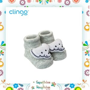 Clingo - Kit Pantufa antiderrapante com chocalho + Naninha com mordedor + Lata alta redonda com alça com gravação a laser - Imagem 4