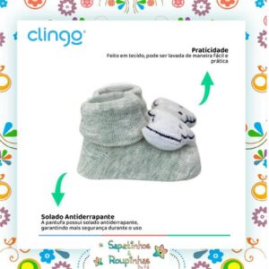 Clingo - Kit Pantufa antiderrapante com chocalho + Naninha com mordedor + Lata alta redonda com alça com gravação a laser - Imagem 5